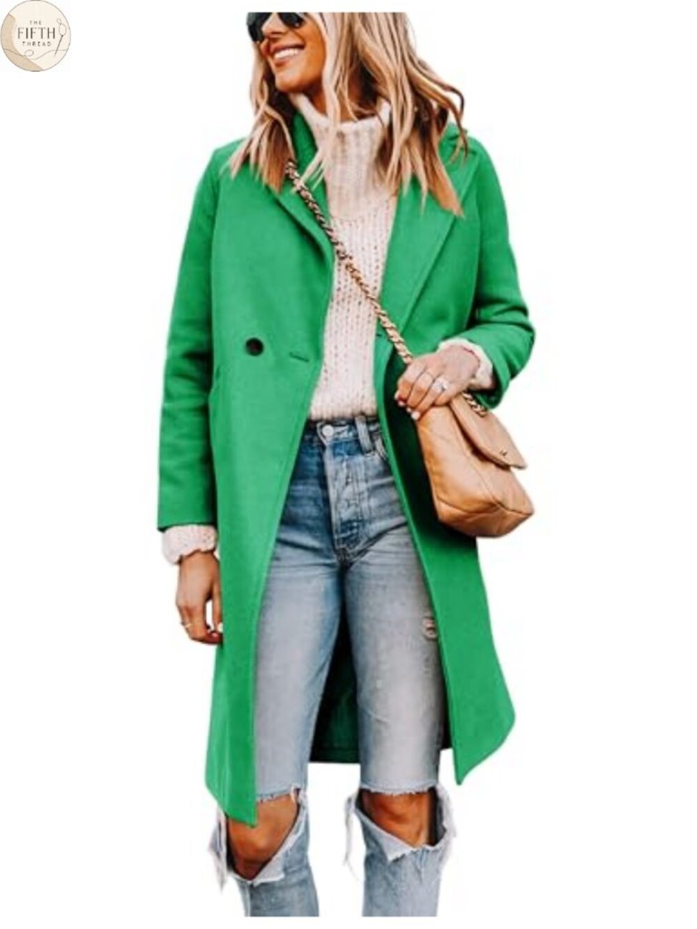 Wool Blend Pea Coat Long Trench Coat Notched Lapel Knee Length